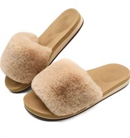 ($32) COFACE Womens Slides Fuzzy Slippers Open