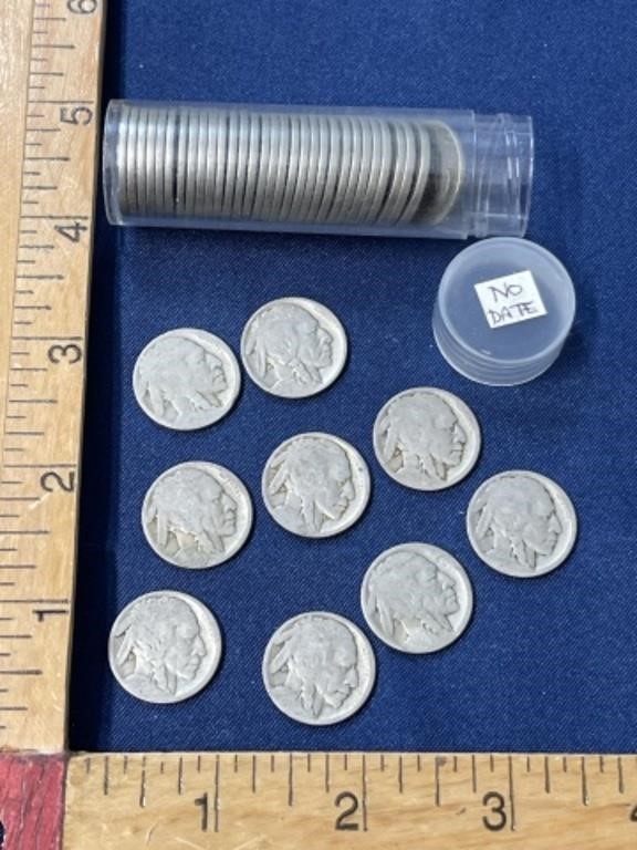 Dateless Buffalo Indian Head nickel coin roll