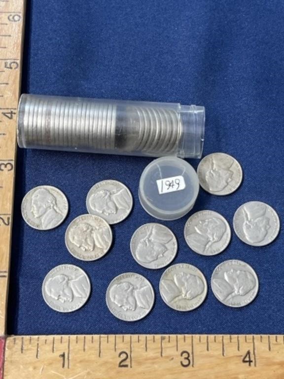 1949 Jefferson nickel coin roll