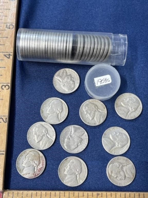 1954S Jefferson nickel coin roll