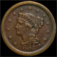 1854 Braided Hair Large Cent NEARLY UNCIRCULATED