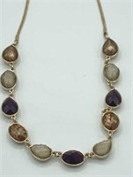 NINE WEST Faceted Purple, Opal, Topaz Necklace