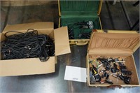 several microphones & box cables & other