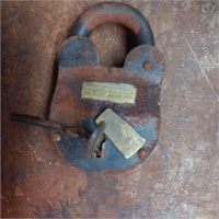 Iron Lock & Key, Brass Tag States Pony Express