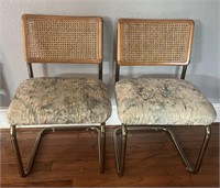 (2) Vintage Metal Dining Chairs w/ Ratan Back &