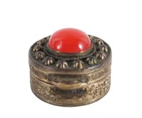 Chinese Silvered Metal Pill Box