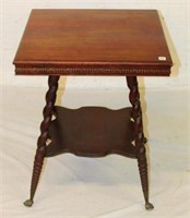 2 Tier Clawed Foot Square Table with Carvings