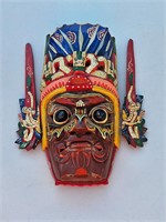VINTAGE CHINA WOOD CARVED & PAINTED DRAGON MASK