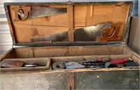 Antique Carpenters Tool Box With Tools