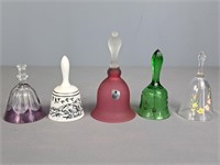 Lot Of Art Glass Bells One Marked Pilgrim