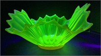 Vaseline Uranium Glass Vintage Fostoria Bowl