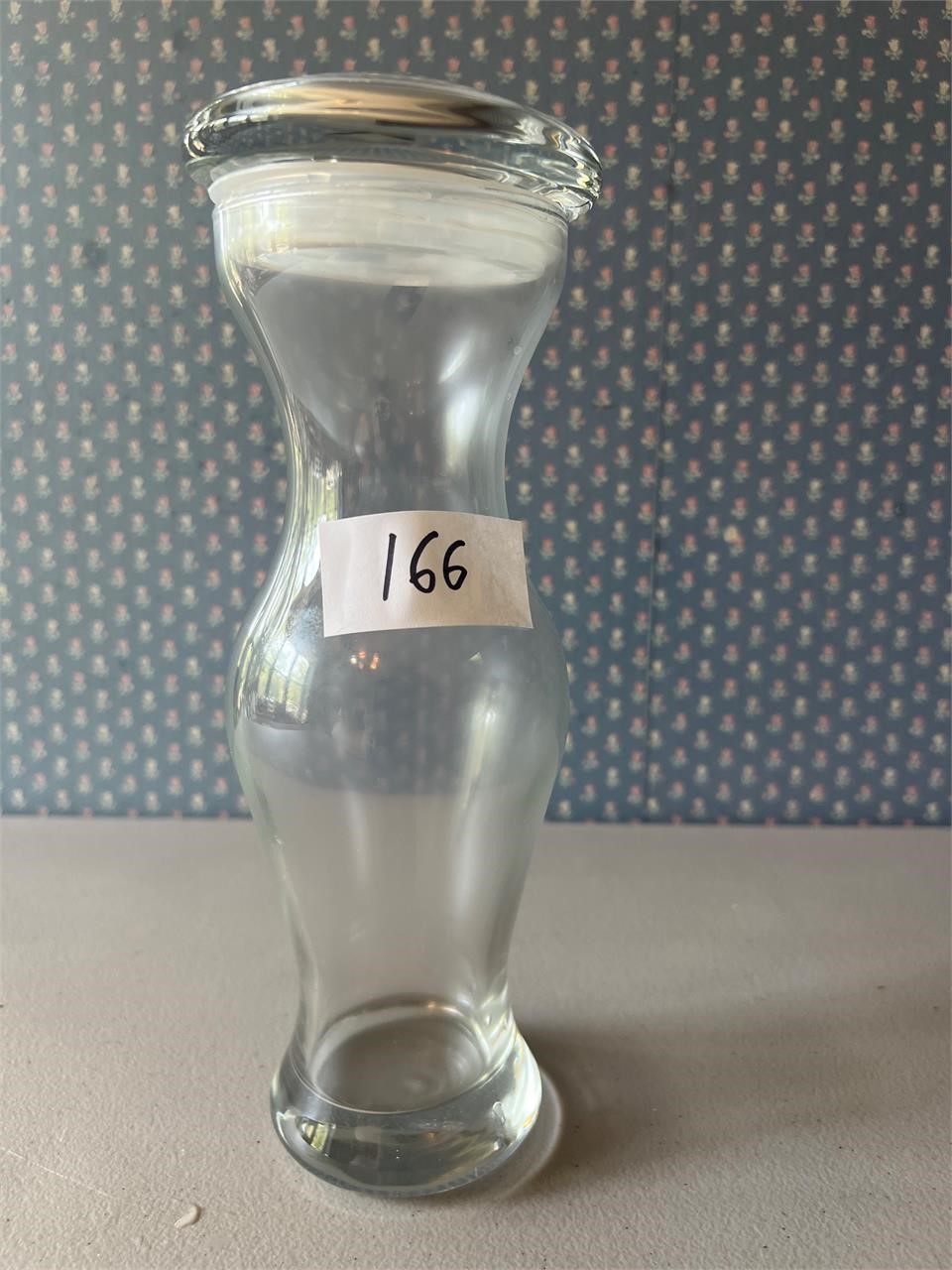 CLEAR VASE W/LID 10" TALL