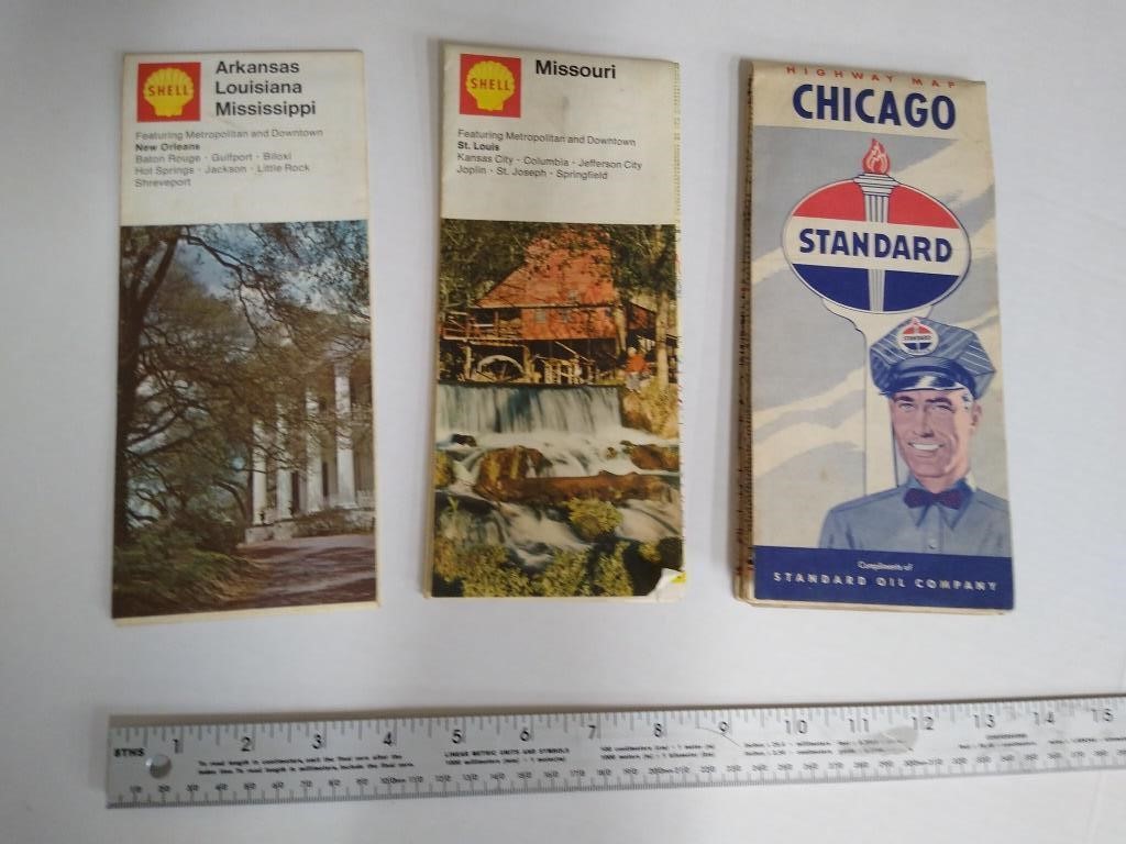 Shell, Standard Road Maps Chicago, Missouri,
