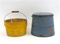 (2) swing handle buckets with metal bands. 19th