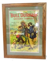 Reproduction Framed Bull Durham tobacco sign