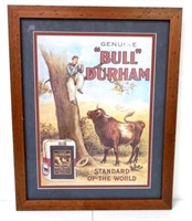 Reproduction Framed Bull Durham tobacco sign