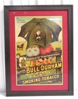 Reproduction Framed Bull Durham tobacco sign