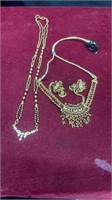 Gold Tone Set of Earrings & Necklaces