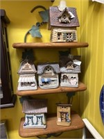 Porcelain Cottages with Wall Shelf