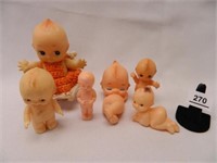 Kewpie Dolls-(5); Vintage Plastic Doll-(1);