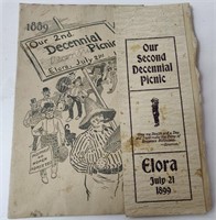 1889 2nd Decennial Picnic Elora Advertisements