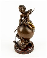 Child on Floating Pot Fishing Matchstick Holder