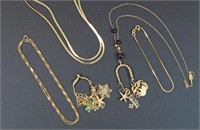 (18) PIECE 14K GOLD CHAINS & CHARMS GROUP