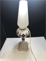 Electrified Ruby Red Milk & Satin Glass Lamp