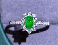 18K Gold Natural Emerald Ring