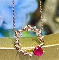 0.5ct Natural Ruby Necklace 18K Gold