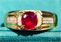1.2ct Pigeon Blood Red Ruby Ring 18K Gold