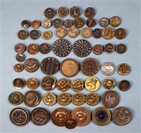 (60) Victorian Brass Picture Buttons