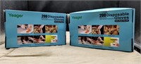 2 Boxes Disposable Gloves  200 per Box.  One Size