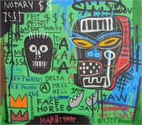 Original in Manner of Jean-Michel Basquiat Canvas