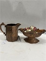 Ornate Copper Pitcher and Fruit Bowl