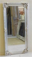 Silver Gilt Framed Beveled Mirror.