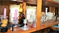 Glassware Lot-Candle Holders, Bowls, Vases