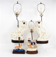 Four Staffordshire Figural Lamps