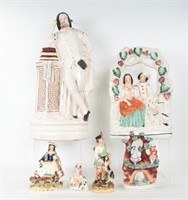 Six Staffordshire Pottery Figures