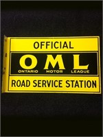 Ontario Motor League DS Porcelain Flange Sign