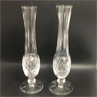 Pair Of Waterford Crystal Footed Vases