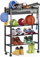 Shoe Rack: Rolling  5-Tier  Holds 12 Pairs  Black
