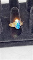 Shimmery blue stone ring stamped STS Karis sz 9