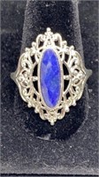 Blue stone ring stamped 925 sz 9