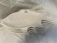 4 stoneware fish plates