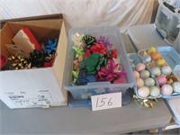 Eggs, bows, craft supplies
