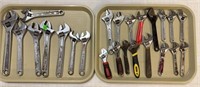2 Trays of Adjustable Wrenches: Cresent, Stanley,