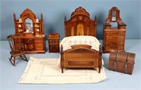 7pc. Victorian Dollhouse Bedroom Furniture Set