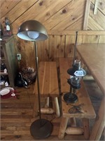 BRASS FLOOR LAMP AND LANTER STYLE DESK LAMP