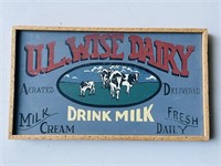 U L Wise Dairy Milk Sign - Handpainted on Wood